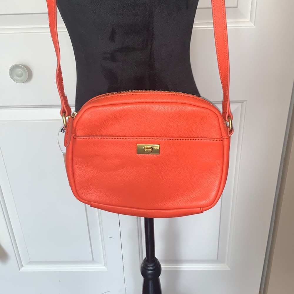 NWT J.Crew Leather Dorset Crossbody - Coral